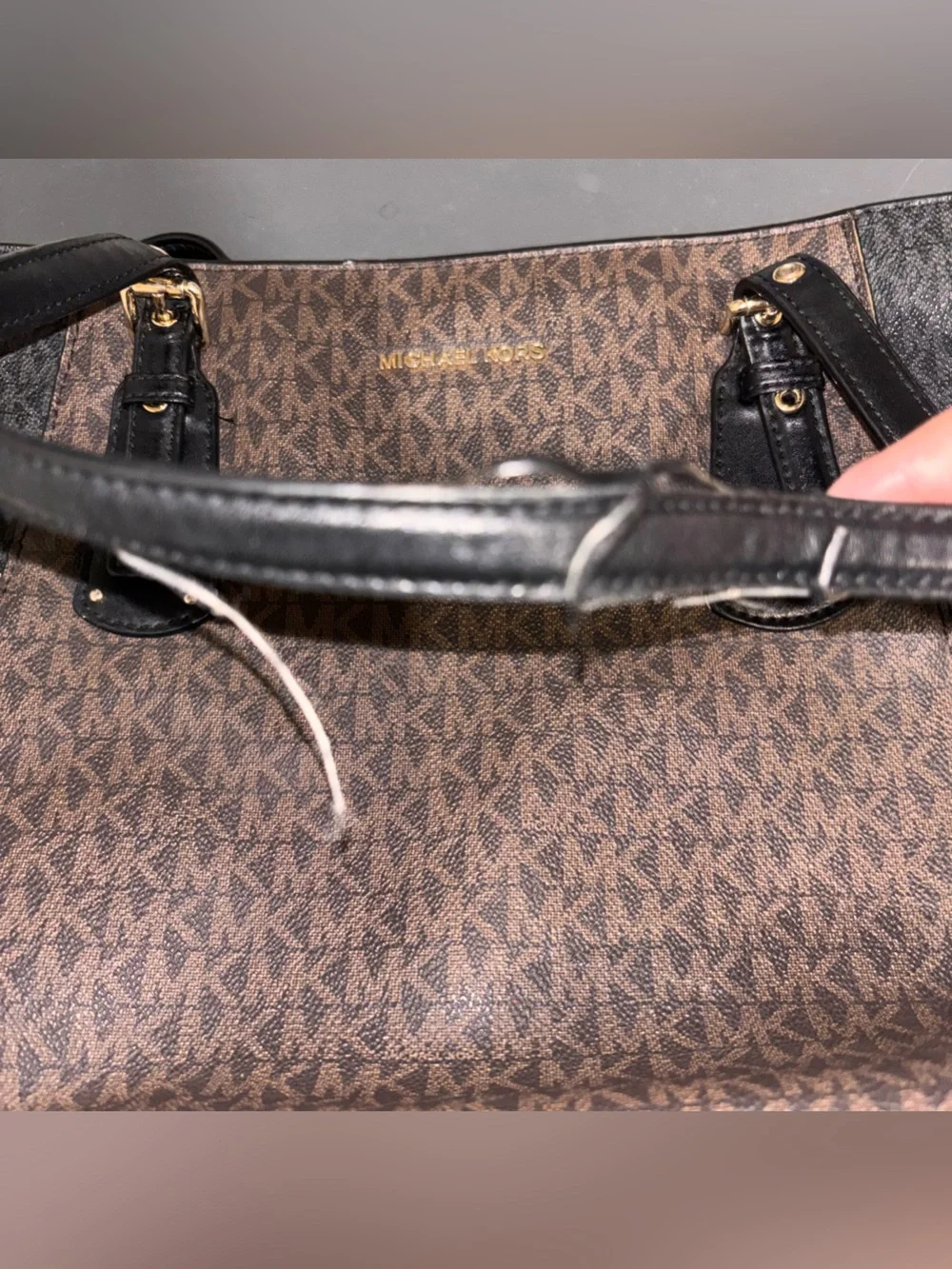 Michael Kors Brown and Black Signature Tote with Cream Accents - Picture 4 of 12